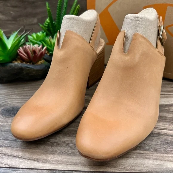 NIB Korks Kork Ease Rayleigh Slingback Block Heel Leather Clogs Natural - Picture 4 of 14